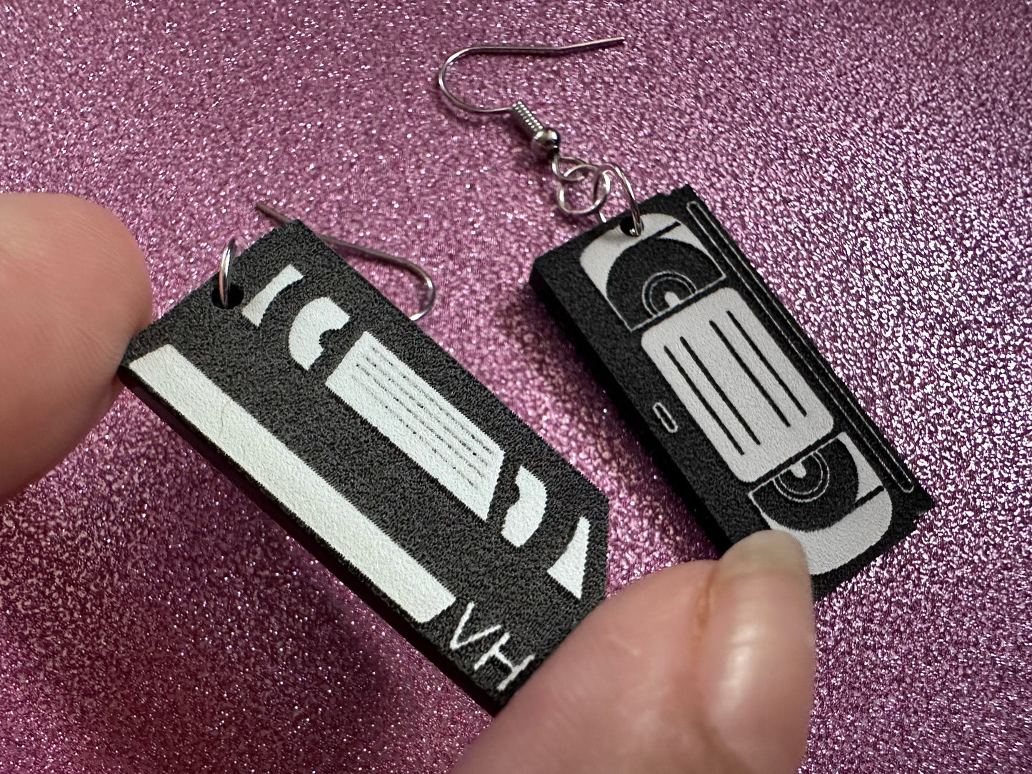 VHS Earrings: Laser Cut Acrylic Video Tape Earrings, Retro Tapes, Movies, 90s, 80s, Old School, Movie Night, Best Gifts for Her/Him/Them