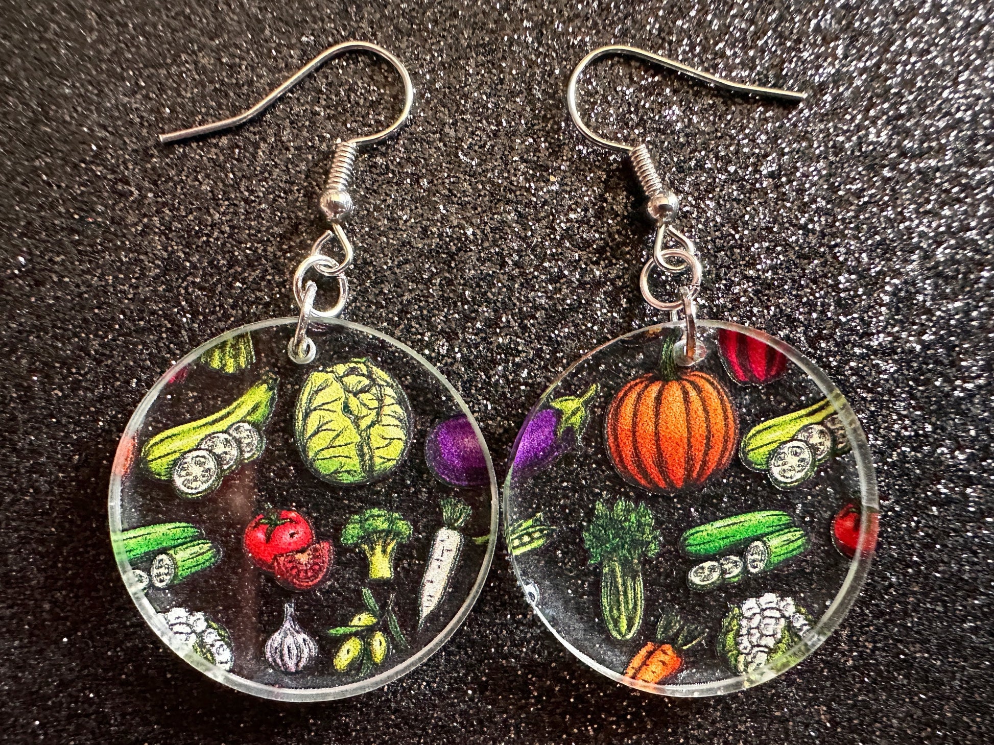 Vegetable Earrings: Laser Cut Acrylic Vegetables, Eggplant, Food, Cabbage, Corn, Pumpkin, Onion, Potato, Mushroom, Gifts for Her/Him/Them