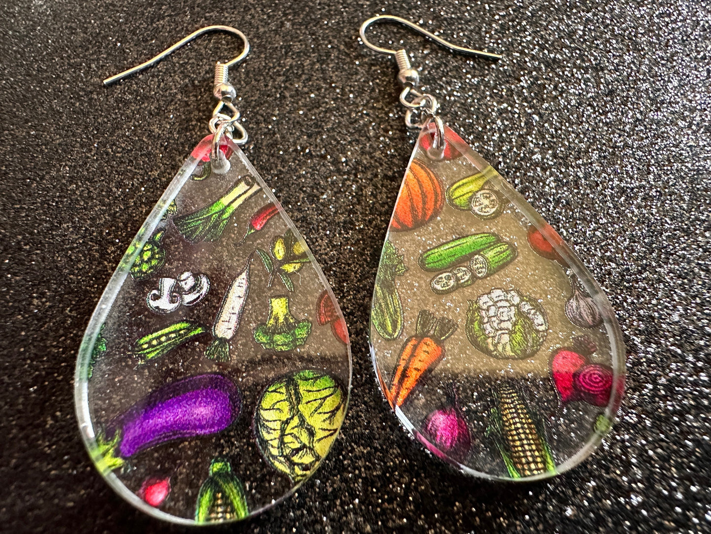 Vegetable Earrings: Laser Cut Acrylic Vegetables, Eggplant, Food, Cabbage, Corn, Pumpkin, Onion, Potato, Mushroom, Gifts for Her/Him/Them