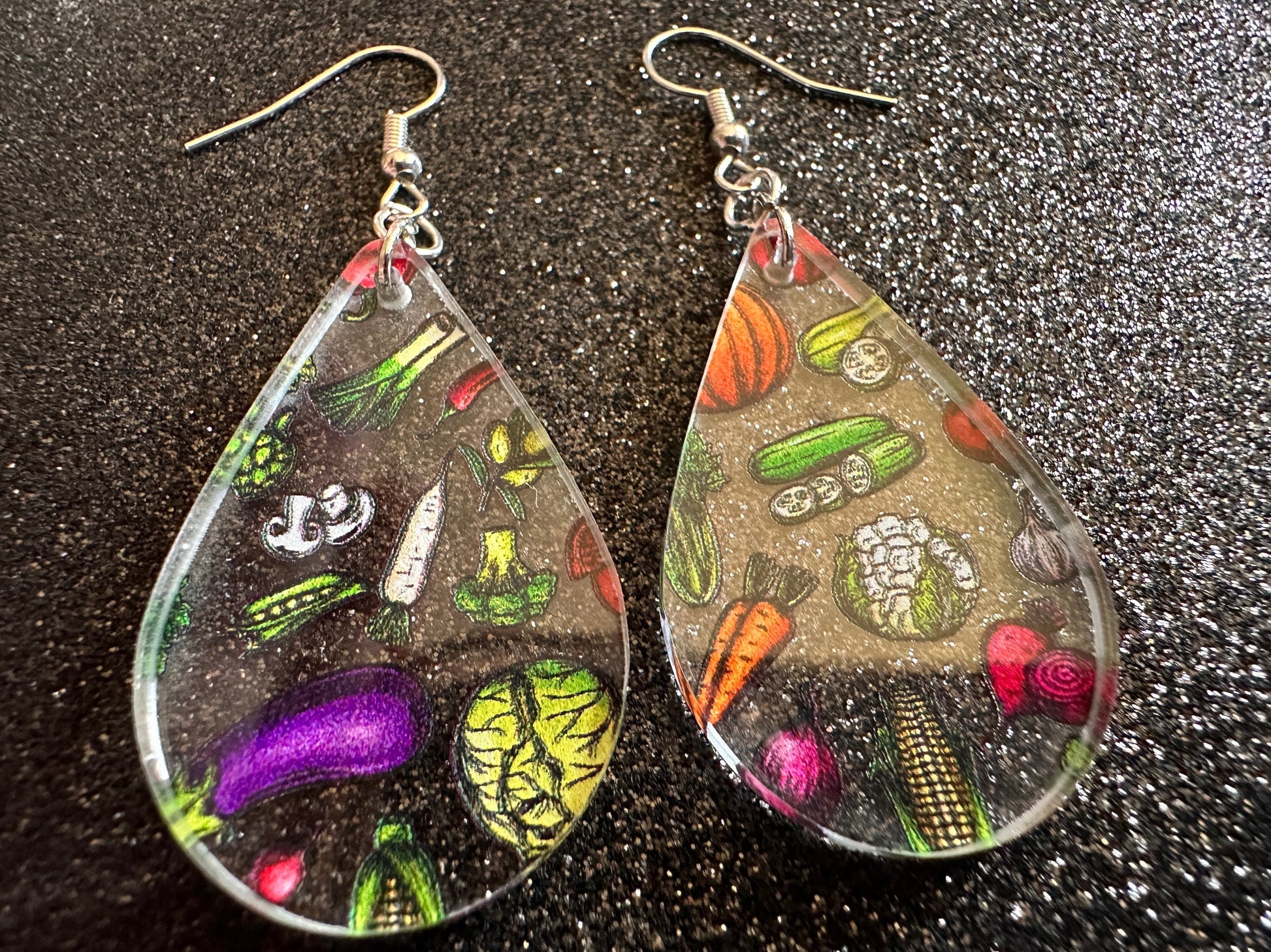Vegetable Earrings: Laser Cut Acrylic Vegetables, Eggplant, Food, Cabbage, Corn, Pumpkin, Onion, Potato, Mushroom, Gifts for Her/Him/Them