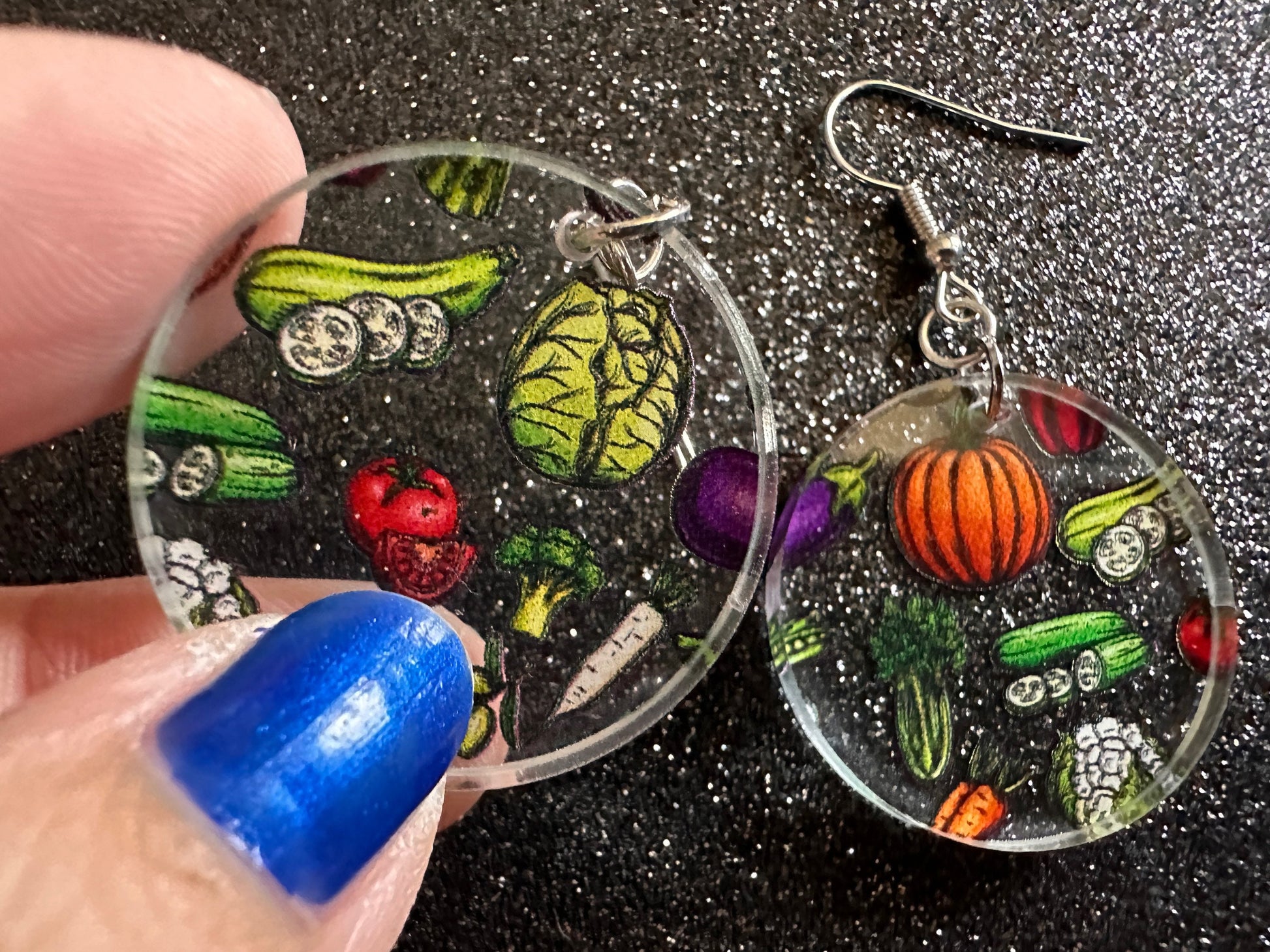 Vegetable Earrings: Laser Cut Acrylic Vegetables, Eggplant, Food, Cabbage, Corn, Pumpkin, Onion, Potato, Mushroom, Gifts for Her/Him/Them