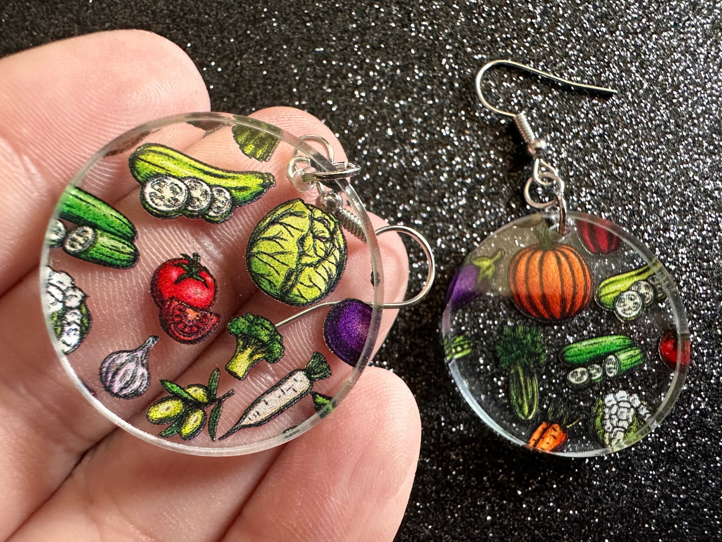 Vegetable Earrings: Laser Cut Acrylic Vegetables, Eggplant, Food, Cabbage, Corn, Pumpkin, Onion, Potato, Mushroom, Gifts for Her/Him/Them