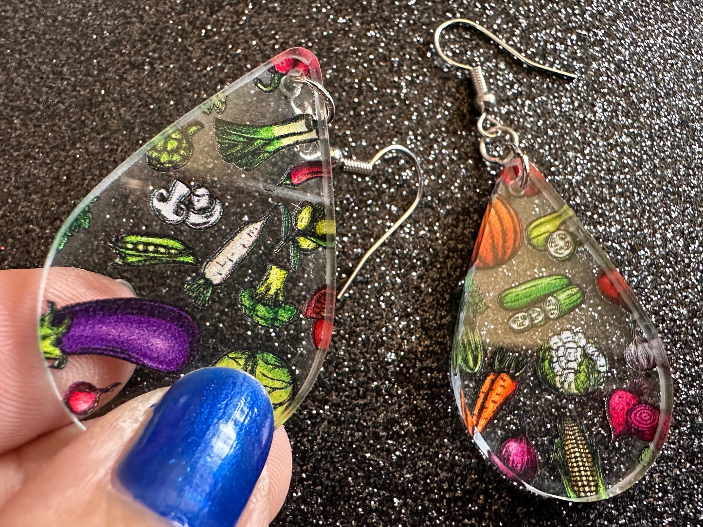 Vegetable Earrings: Laser Cut Acrylic Vegetables, Eggplant, Food, Cabbage, Corn, Pumpkin, Onion, Potato, Mushroom, Gifts for Her/Him/Them