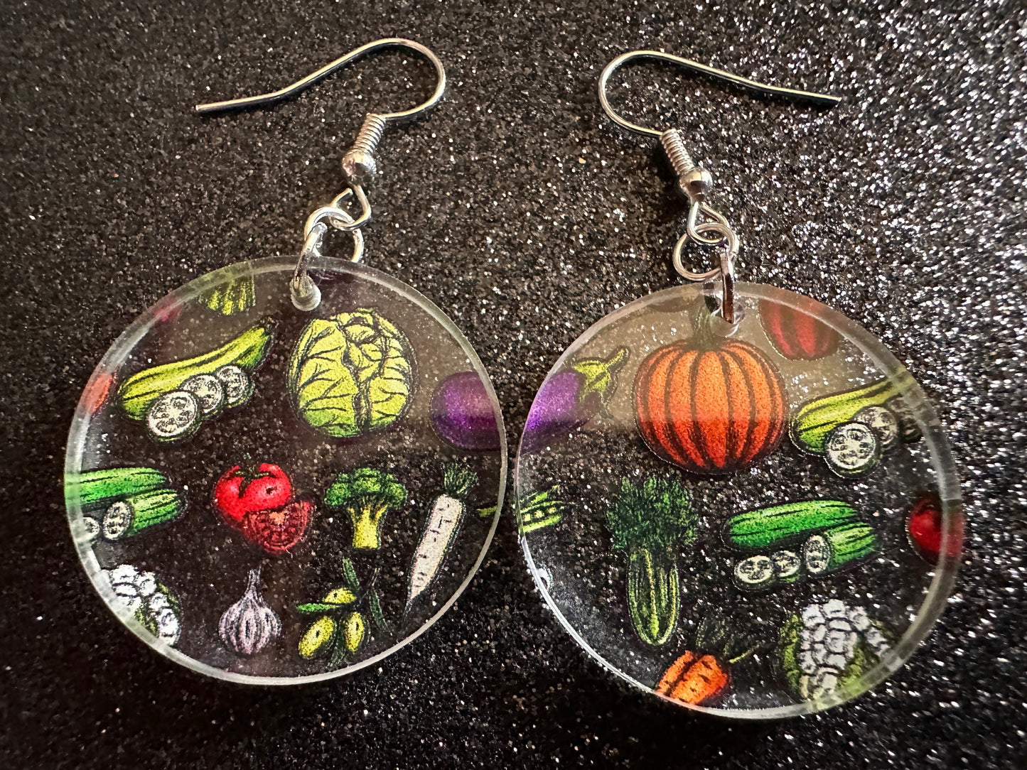 Vegetable Earrings: Laser Cut Acrylic Vegetables, Eggplant, Food, Cabbage, Corn, Pumpkin, Onion, Potato, Mushroom, Gifts for Her/Him/Them