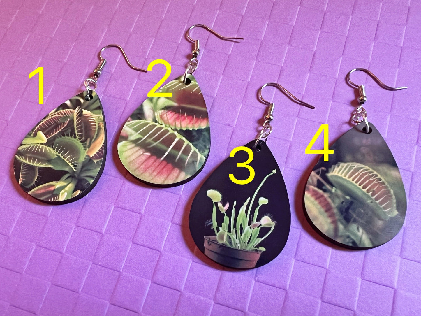 Venus Fly Trap Earrings: Carnivorous Plants, Green Plant, Exotic Plants, Sublimated, Best Gifts for Her/Him/Them