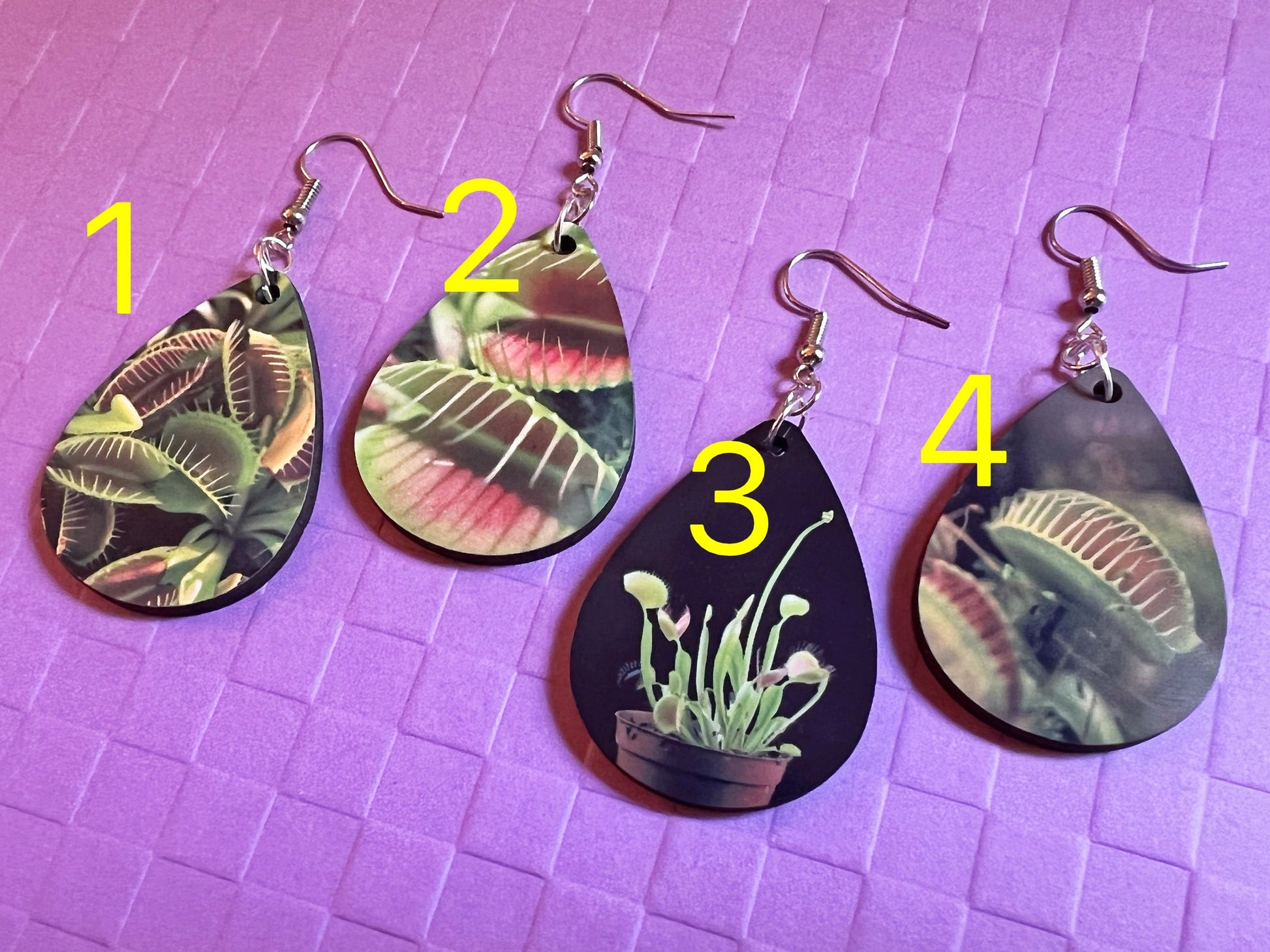 Venus Fly Trap Earrings: Carnivorous Plants, Green Plant, Exotic Plants, Sublimated, Best Gifts for Her/Him/Them