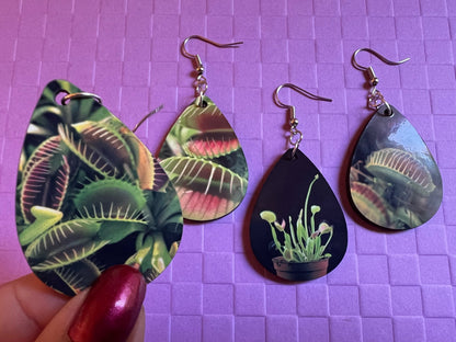 Venus Fly Trap Earrings: Carnivorous Plants, Green Plant, Exotic Plants, Sublimated, Best Gifts for Her/Him/Them