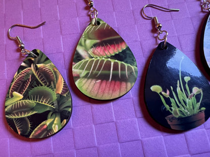 Venus Fly Trap Earrings: Carnivorous Plants, Green Plant, Exotic Plants, Sublimated, Best Gifts for Her/Him/Them