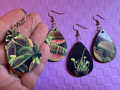Venus Fly Trap Earrings: Carnivorous Plants, Green Plant, Exotic Plants, Sublimated, Best Gifts for Her/Him/Them