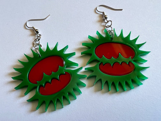 Venus Fly Trap Earrings: Exotic Plants, Green Earrings, Laser Cut Acrylic Jewelry, Carnivorous Plants, Best Gifts for Her/Him/Them