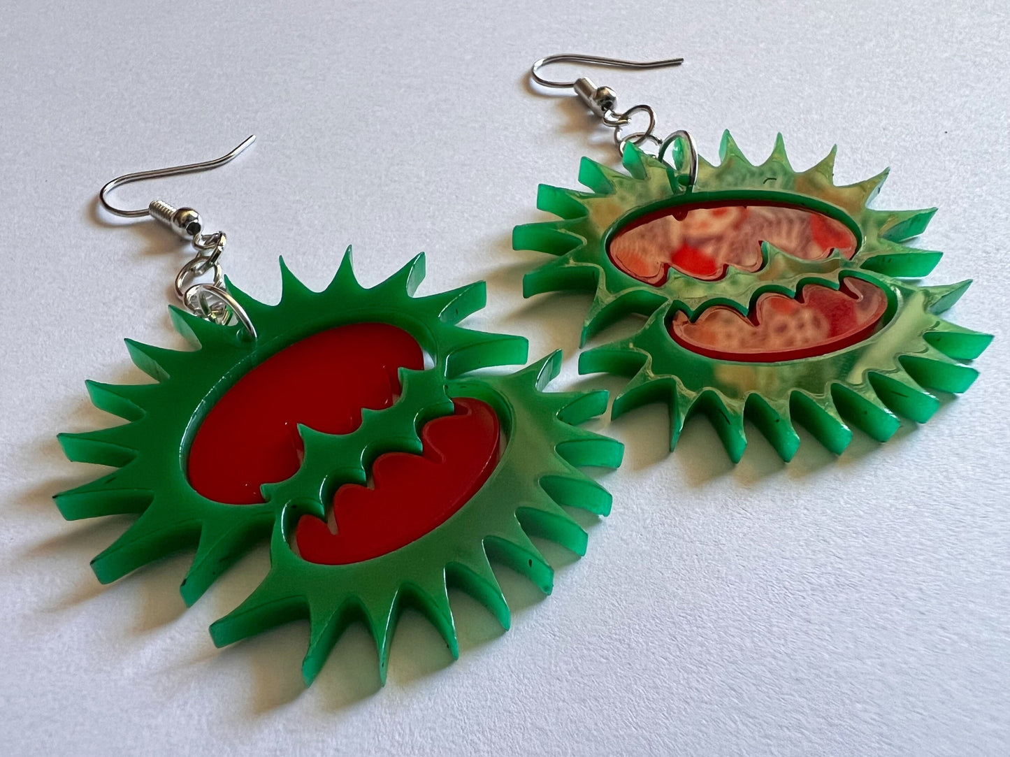 Venus Fly Trap Earrings: Exotic Plants, Green Earrings, Laser Cut Acrylic Jewelry, Carnivorous Plants, Best Gifts for Her/Him/Them