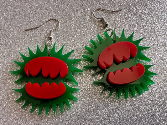 Venus Fly Trap Earrings: Exotic Plants, Green Earrings, Laser Cut Acrylic Jewelry, Carnivorous Plants, Unique Gifts for Her/Him/Them