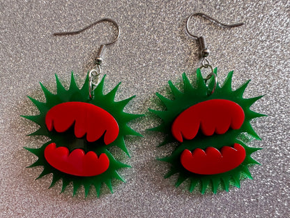 Venus Fly Trap Earrings: Exotic Plants, Green Earrings, Laser Cut Acrylic Jewelry, Carnivorous Plants, Unique Gifts for Her/Him/Them