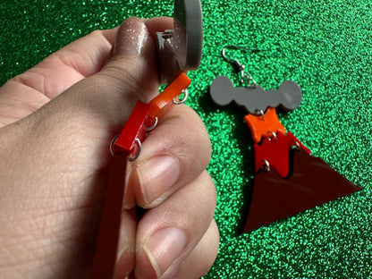 Volcano Earrings: Laser Cut Acrylic Volcanoes, Lava, Hawaiian Volcano, Goddess Pele, Volcanic Eruption, Mauna Loa, Gifts for Her/Him/Them