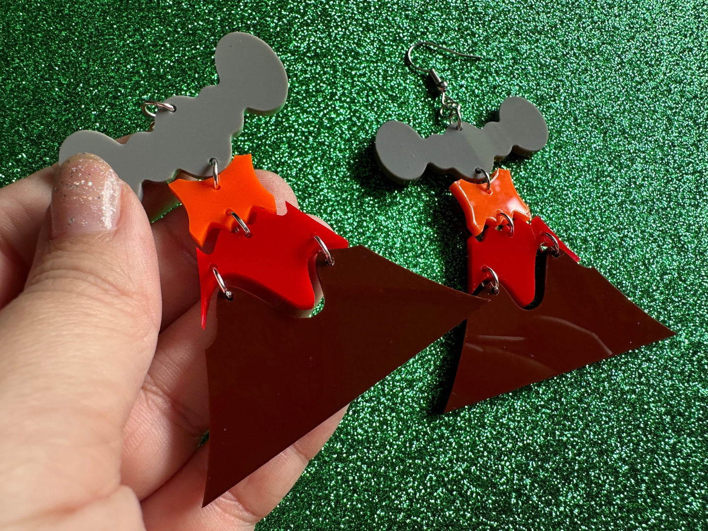 Volcano Earrings: Laser Cut Acrylic Volcanoes, Lava, Hawaiian Volcano, Goddess Pele, Volcanic Eruption, Mauna Loa, Gifts for Her/Him/Them