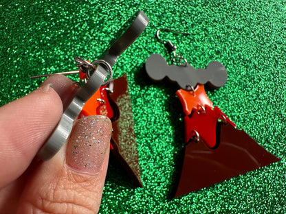 Volcano Earrings: Laser Cut Acrylic Volcanoes, Lava, Hawaiian Volcano, Goddess Pele, Volcanic Eruption, Mauna Loa, Gifts for Her/Him/Them