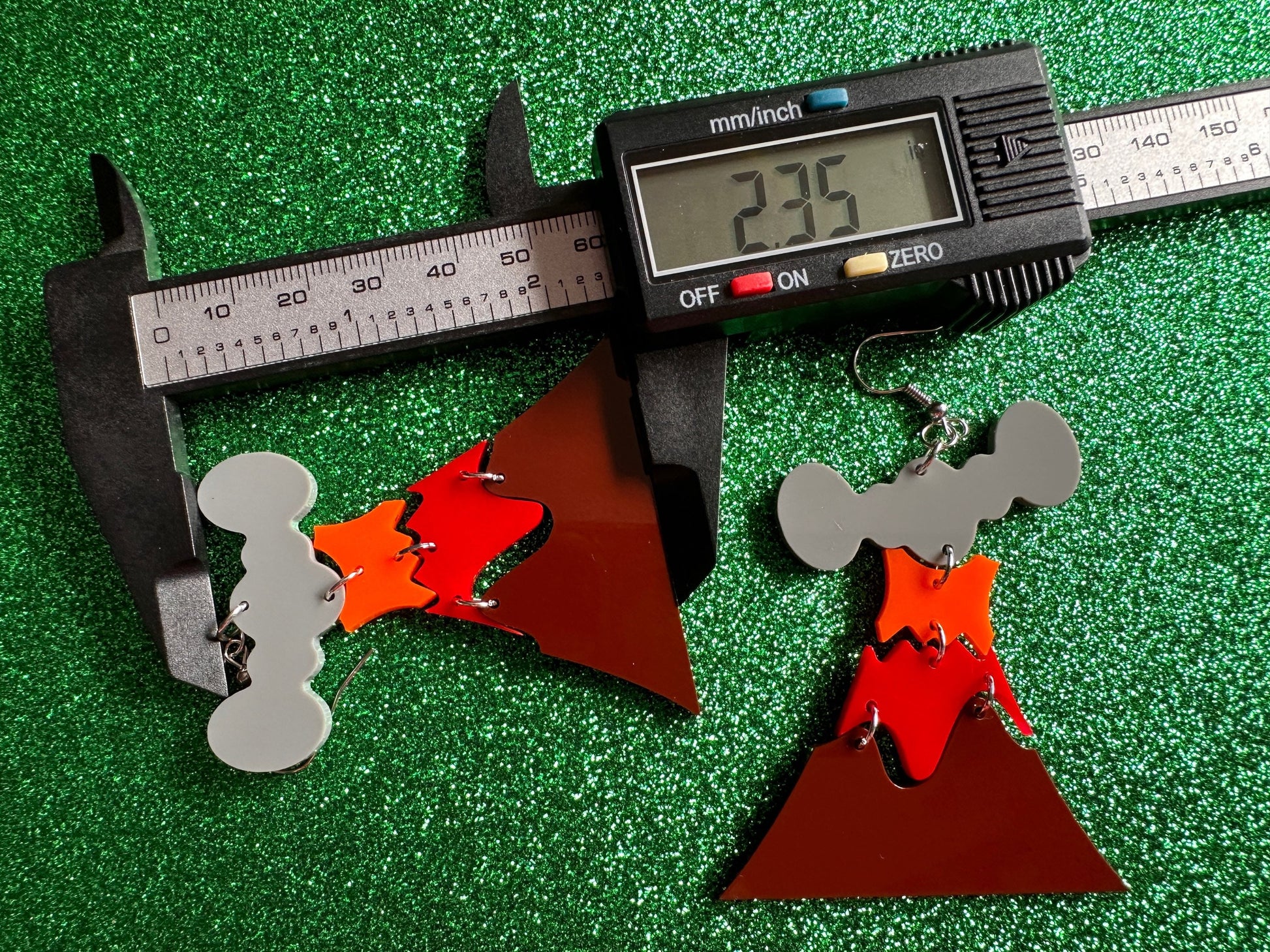 Volcano Earrings: Laser Cut Acrylic Volcanoes, Lava, Hawaiian Volcano, Goddess Pele, Volcanic Eruption, Mauna Loa, Gifts for Her/Him/Them