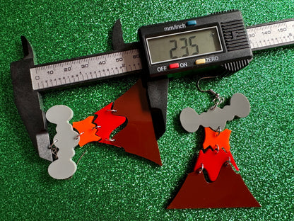 Volcano Earrings: Laser Cut Acrylic Volcanoes, Lava, Hawaiian Volcano, Goddess Pele, Volcanic Eruption, Mauna Loa, Gifts for Her/Him/Them