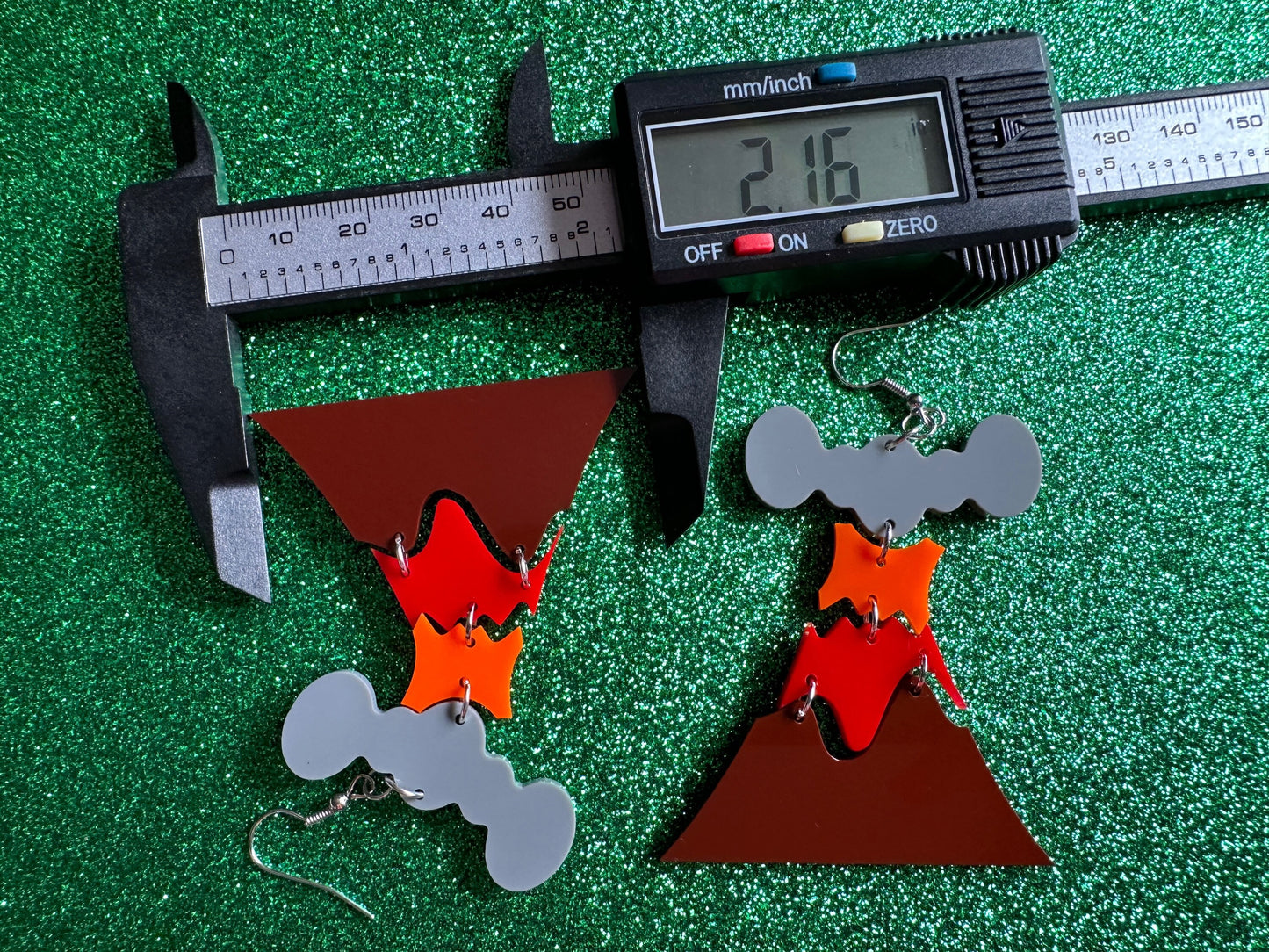 Volcano Earrings: Laser Cut Acrylic Volcanoes, Lava, Hawaiian Volcano, Goddess Pele, Volcanic Eruption, Mauna Loa, Gifts for Her/Him/Them
