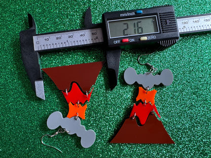 Volcano Earrings: Laser Cut Acrylic Volcanoes, Lava, Hawaiian Volcano, Goddess Pele, Volcanic Eruption, Mauna Loa, Gifts for Her/Him/Them