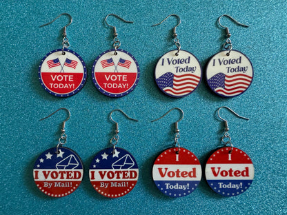 Voter Sticker Earrings: Laser Cut Acrylic I Voted Sticker Earrings 2024 Presidential Election Kamala Harris Best Gifts for Her/Him/Them