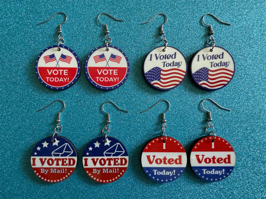 Voter Sticker Earrings: Laser Cut Acrylic I Voted Sticker Earrings 2024 Presidential Election Kamala Harris Best Gifts for Her/Him/Them