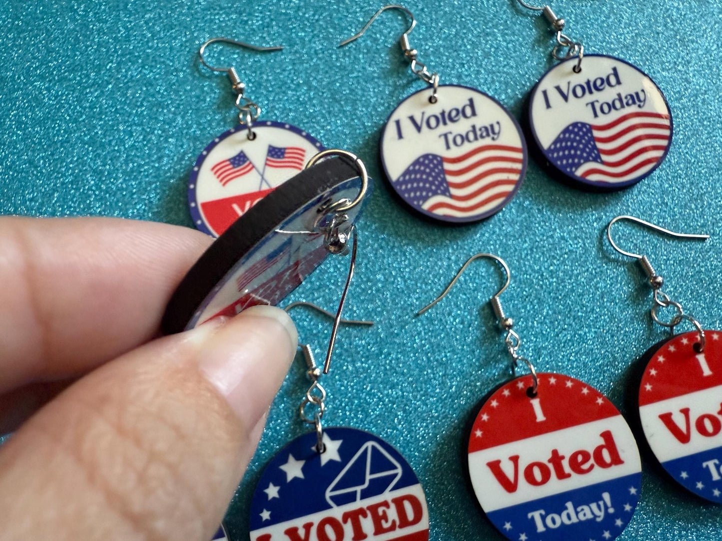 Voter Sticker Earrings: Laser Cut Acrylic I Voted Sticker Earrings 2024 Presidential Election Kamala Harris Best Gifts for Her/Him/Them