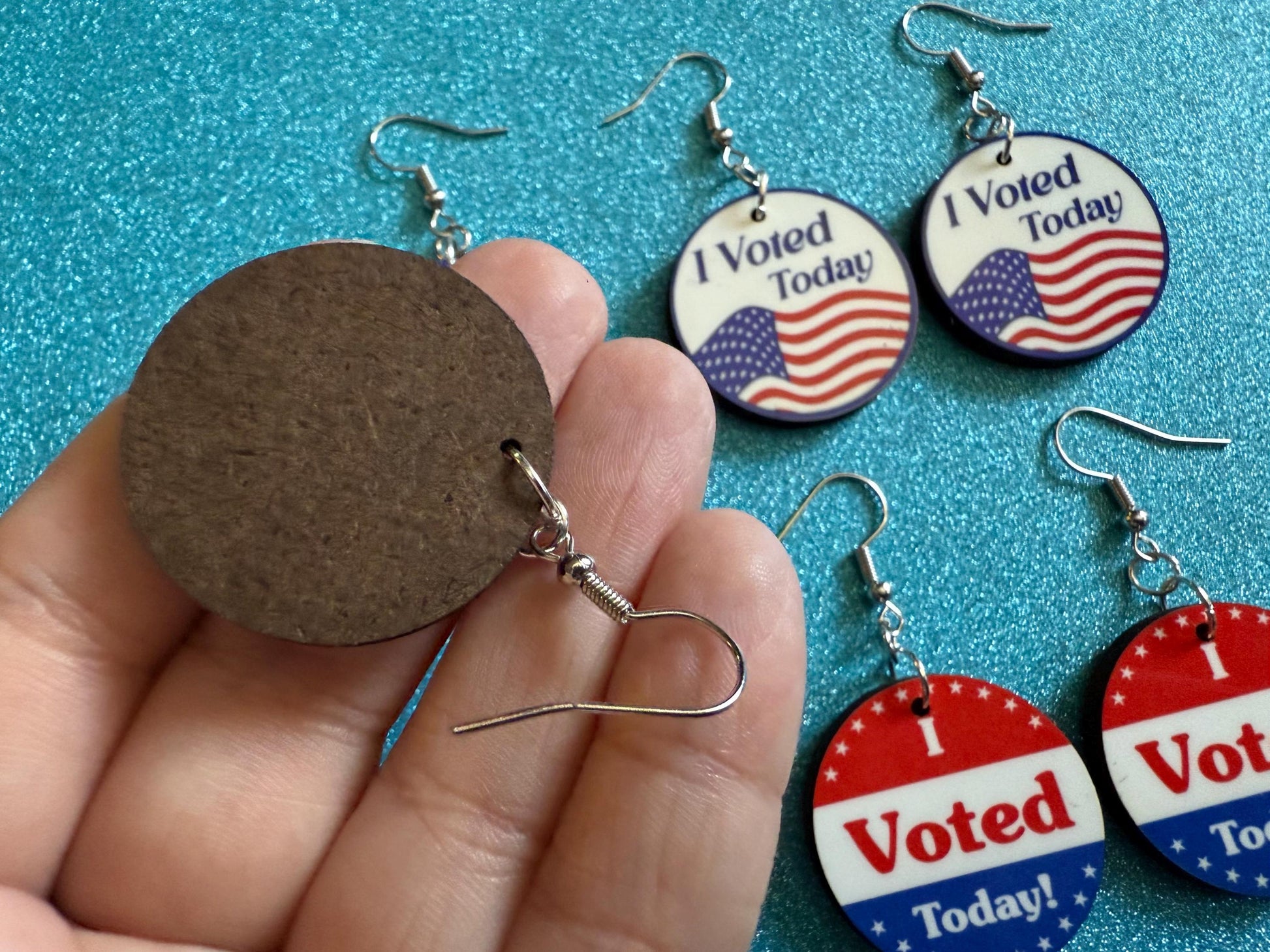 Voter Sticker Earrings: Laser Cut Acrylic I Voted Sticker Earrings 2024 Presidential Election Kamala Harris Best Gifts for Her/Him/Them
