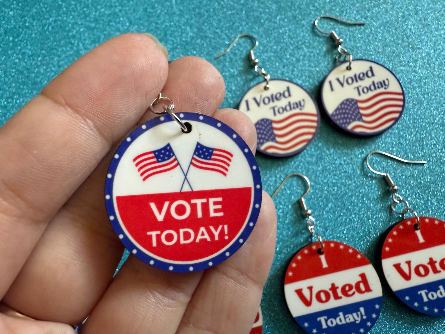 Voter Sticker Earrings: Laser Cut Acrylic I Voted Sticker Earrings 2024 Presidential Election Kamala Harris Best Gifts for Her/Him/Them