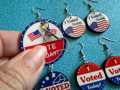 Voter Sticker Earrings: Laser Cut Acrylic I Voted Sticker Earrings 2024 Presidential Election Kamala Harris Best Gifts for Her/Him/Them