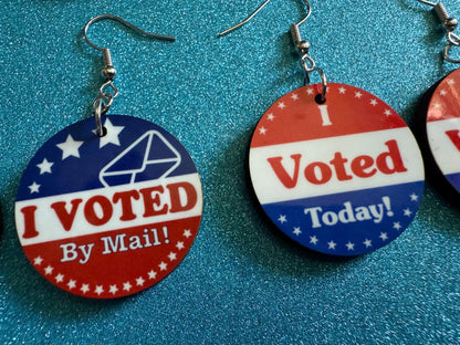 Voter Sticker Earrings: Laser Cut Acrylic I Voted Sticker Earrings 2024 Presidential Election Kamala Harris Best Gifts for Her/Him/Them