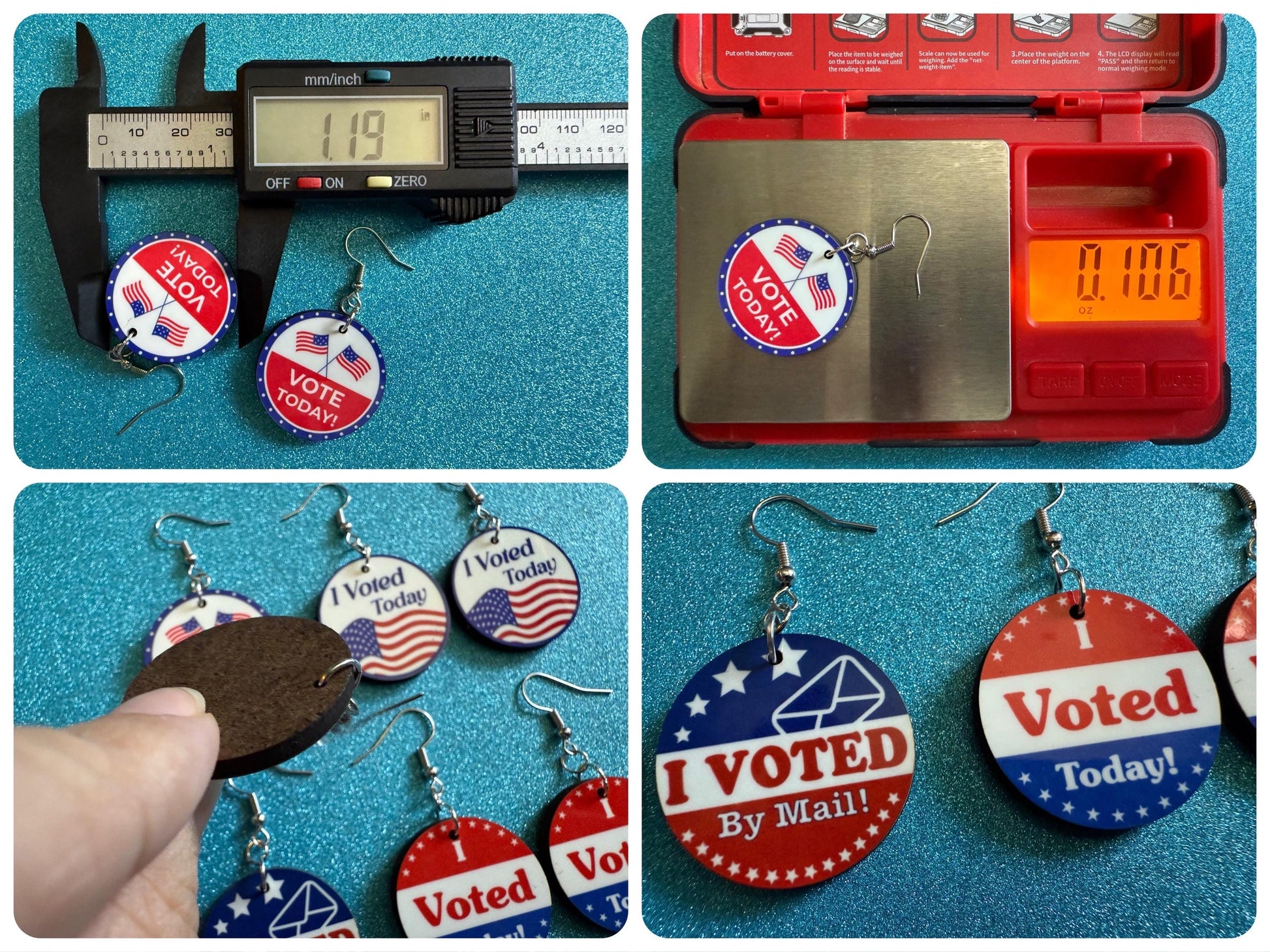 Voter Sticker Earrings: Laser Cut Acrylic I Voted Sticker Earrings 2024 Presidential Election Kamala Harris Best Gifts for Her/Him/Them