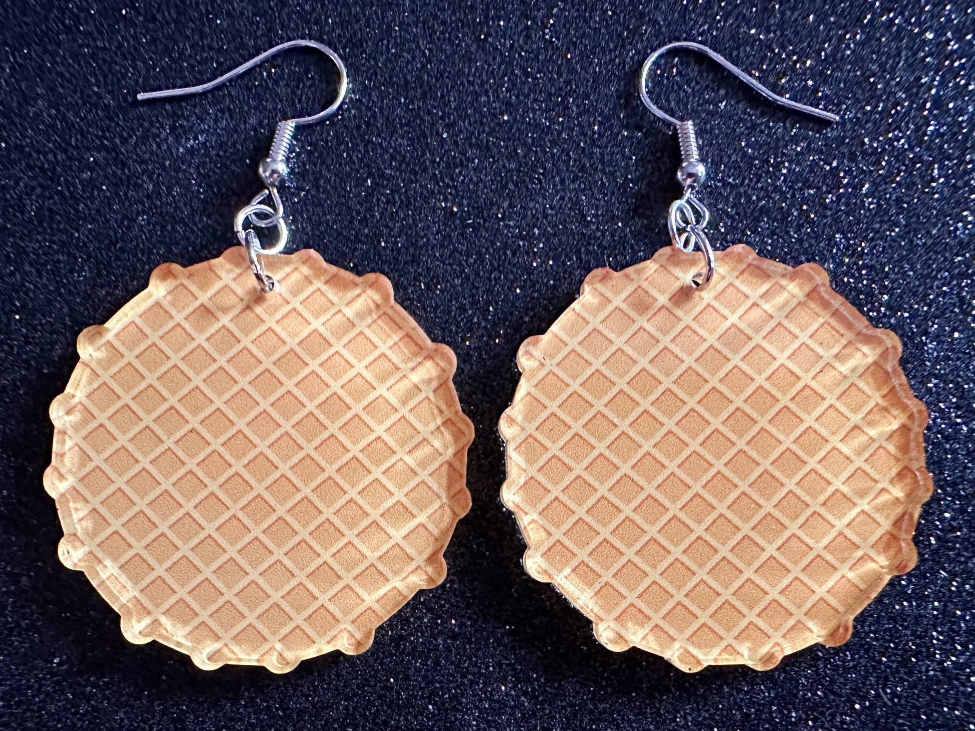 Waffle Earrings: Laser Cut Acrylic Waffles, Breakfast, Miniature Food, Belgian, Cone, Kitsch, Novelty, Foodie, Best Gifts for Her/Him/Them