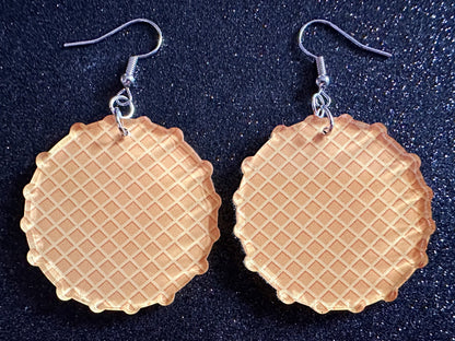 Waffle Earrings: Laser Cut Acrylic Waffles, Breakfast, Miniature Food, Belgian, Cone, Kitsch, Novelty, Foodie, Best Gifts for Her/Him/Them