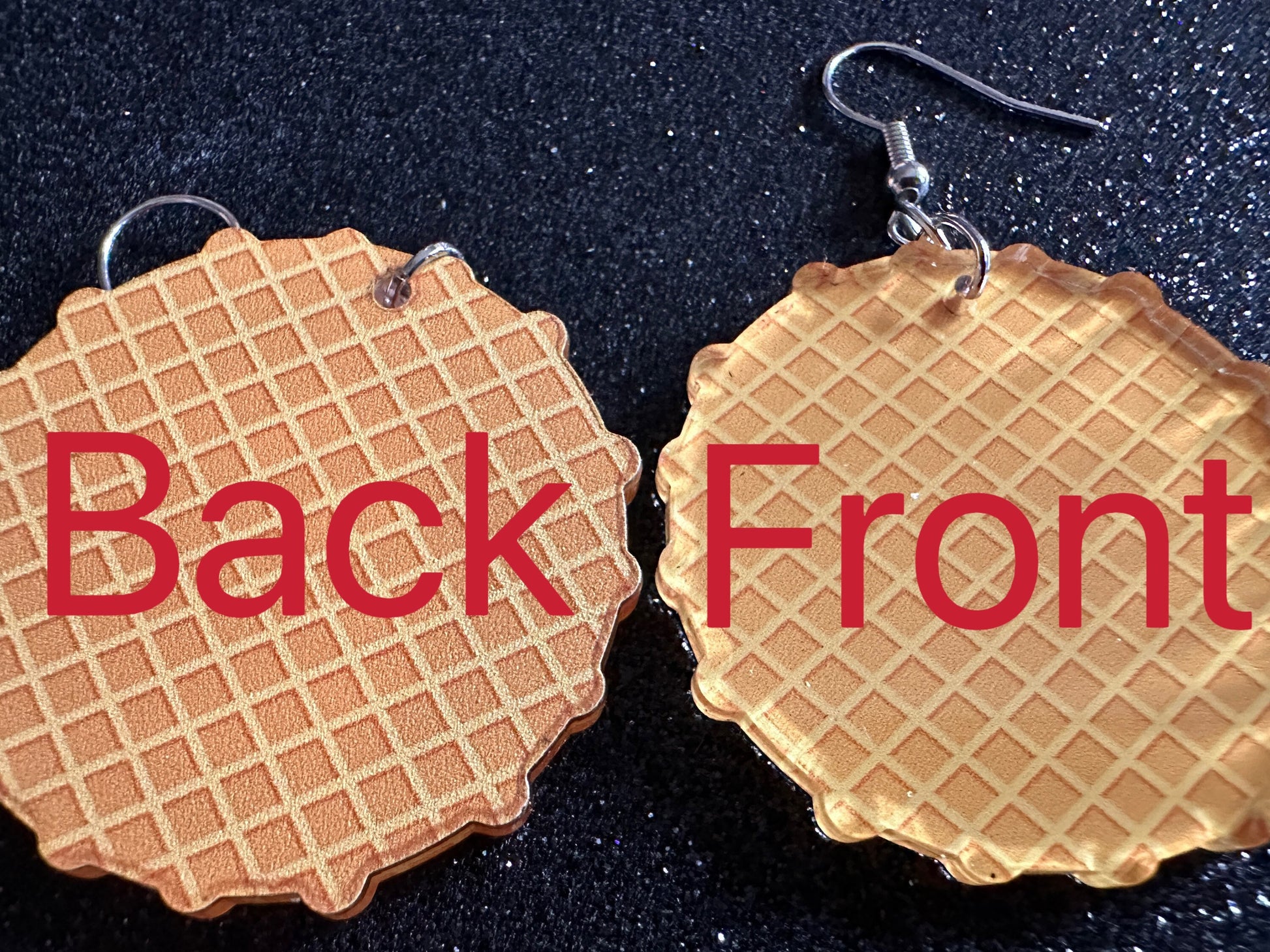 Waffle Earrings: Laser Cut Acrylic Waffles, Breakfast, Miniature Food, Belgian, Cone, Kitsch, Novelty, Foodie, Best Gifts for Her/Him/Them