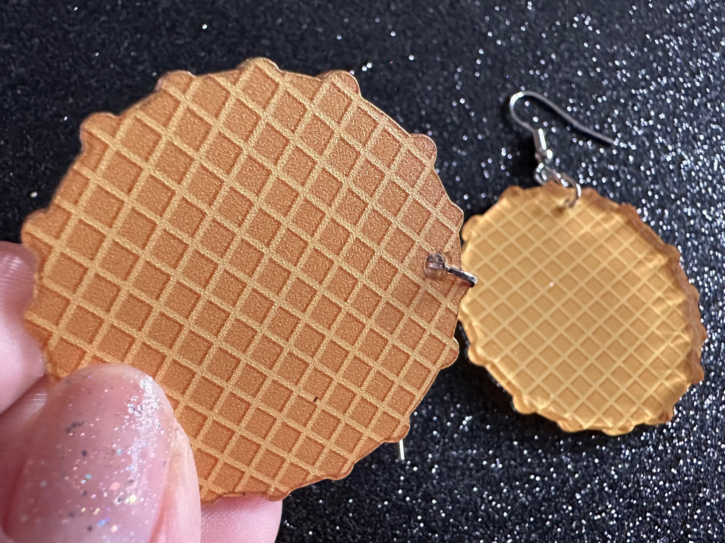 Waffle Earrings: Laser Cut Acrylic Waffles, Breakfast, Miniature Food, Belgian, Cone, Kitsch, Novelty, Foodie, Best Gifts for Her/Him/Them