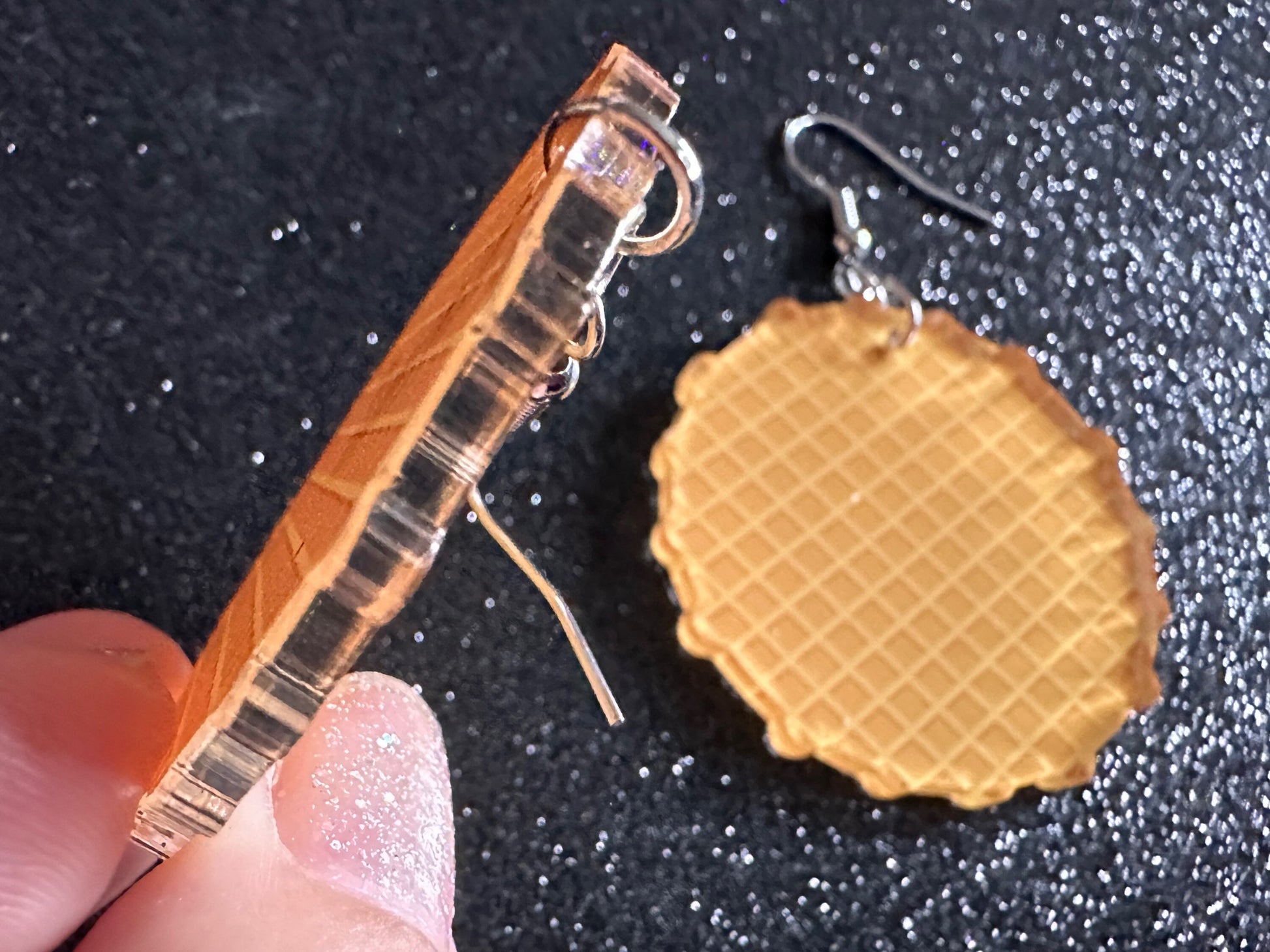 Waffle Earrings: Laser Cut Acrylic Waffles, Breakfast, Miniature Food, Belgian, Cone, Kitsch, Novelty, Foodie, Best Gifts for Her/Him/Them
