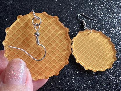 Waffle Earrings: Laser Cut Acrylic Waffles, Breakfast, Miniature Food, Belgian, Cone, Kitsch, Novelty, Foodie, Best Gifts for Her/Him/Them