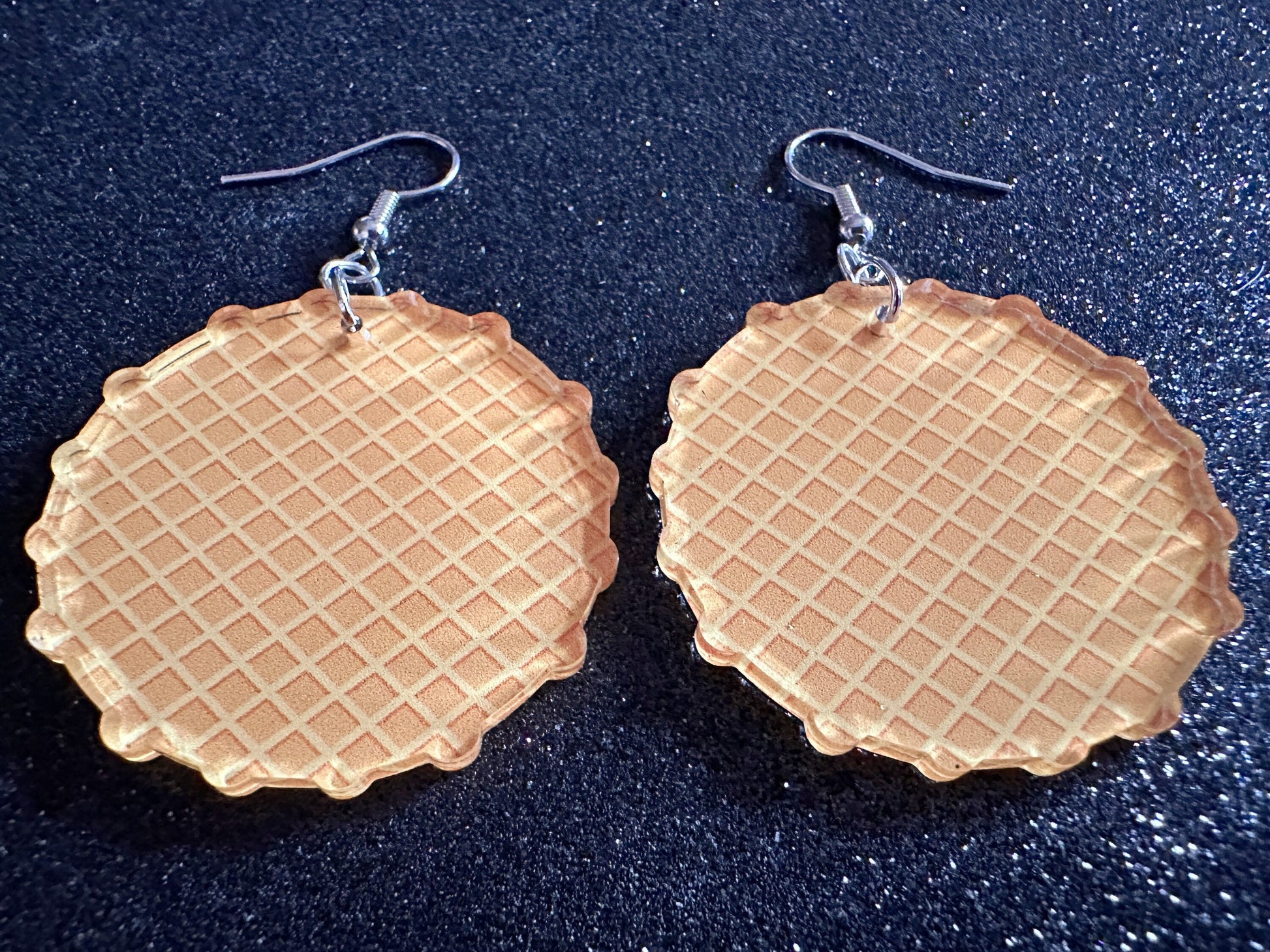 Waffle Earrings: Laser Cut Acrylic Waffles, Breakfast, Miniature Food, Belgian, Cone, Kitsch, Novelty, Foodie, Best Gifts for Her/Him/Them