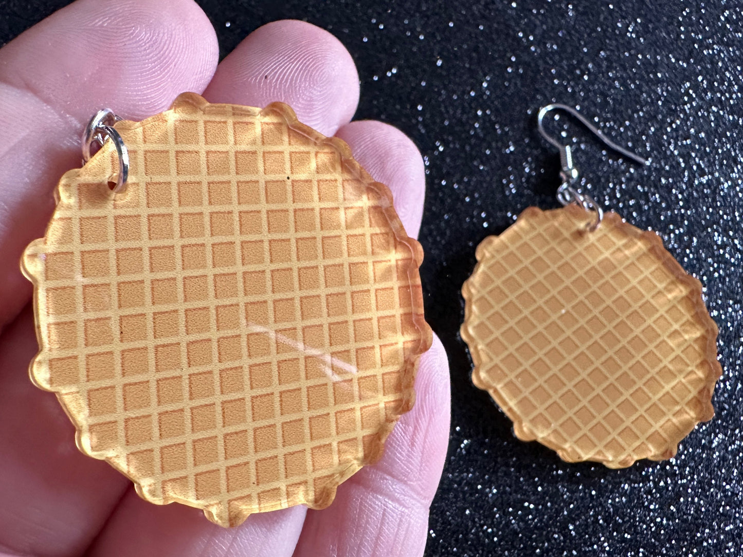 Waffle Earrings: Laser Cut Acrylic Waffles, Breakfast, Miniature Food, Belgian, Cone, Kitsch, Novelty, Foodie, Best Gifts for Her/Him/Them