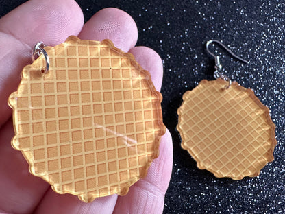 Waffle Earrings: Laser Cut Acrylic Waffles, Breakfast, Miniature Food, Belgian, Cone, Kitsch, Novelty, Foodie, Best Gifts for Her/Him/Them