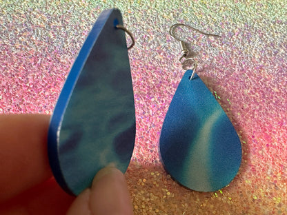 Water Earrings: Laser Cut Acrylic Ocean Earrings, Pool, Sea, Swimming, Waves, Beach, Tropical Vacation, Summer, Best Gifts for Her/Him/Them