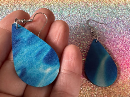 Water Earrings: Laser Cut Acrylic Ocean Earrings, Pool, Sea, Swimming, Waves, Beach, Tropical Vacation, Summer, Best Gifts for Her/Him/Them