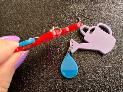 Watering Can Earrings: Laser Cut Acrylic Flowers, Garden, Floral, Gardening, Botany, Plants, Best Gifts for Her/Him/Them