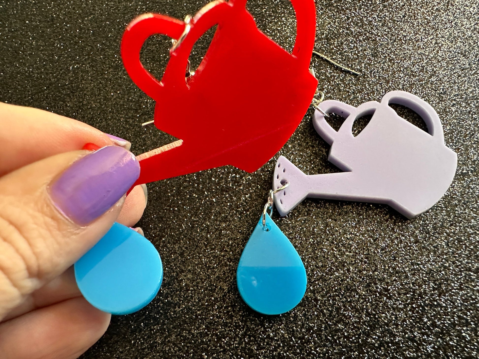 Watering Can Earrings: Laser Cut Acrylic Flowers, Garden, Floral, Gardening, Botany, Plants, Best Gifts for Her/Him/Them