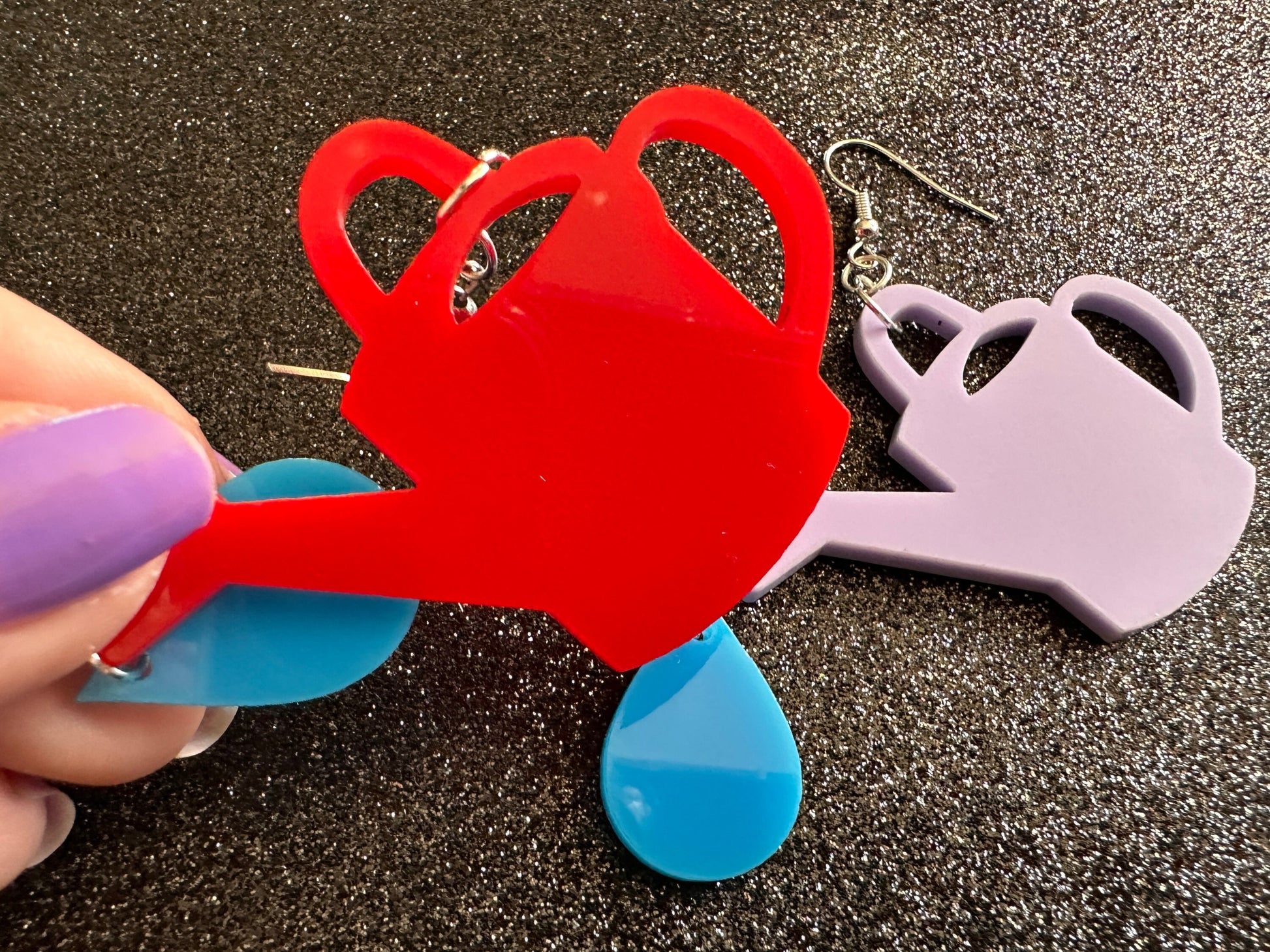 Watering Can Earrings: Laser Cut Acrylic Flowers, Garden, Floral, Gardening, Botany, Plants, Best Gifts for Her/Him/Them