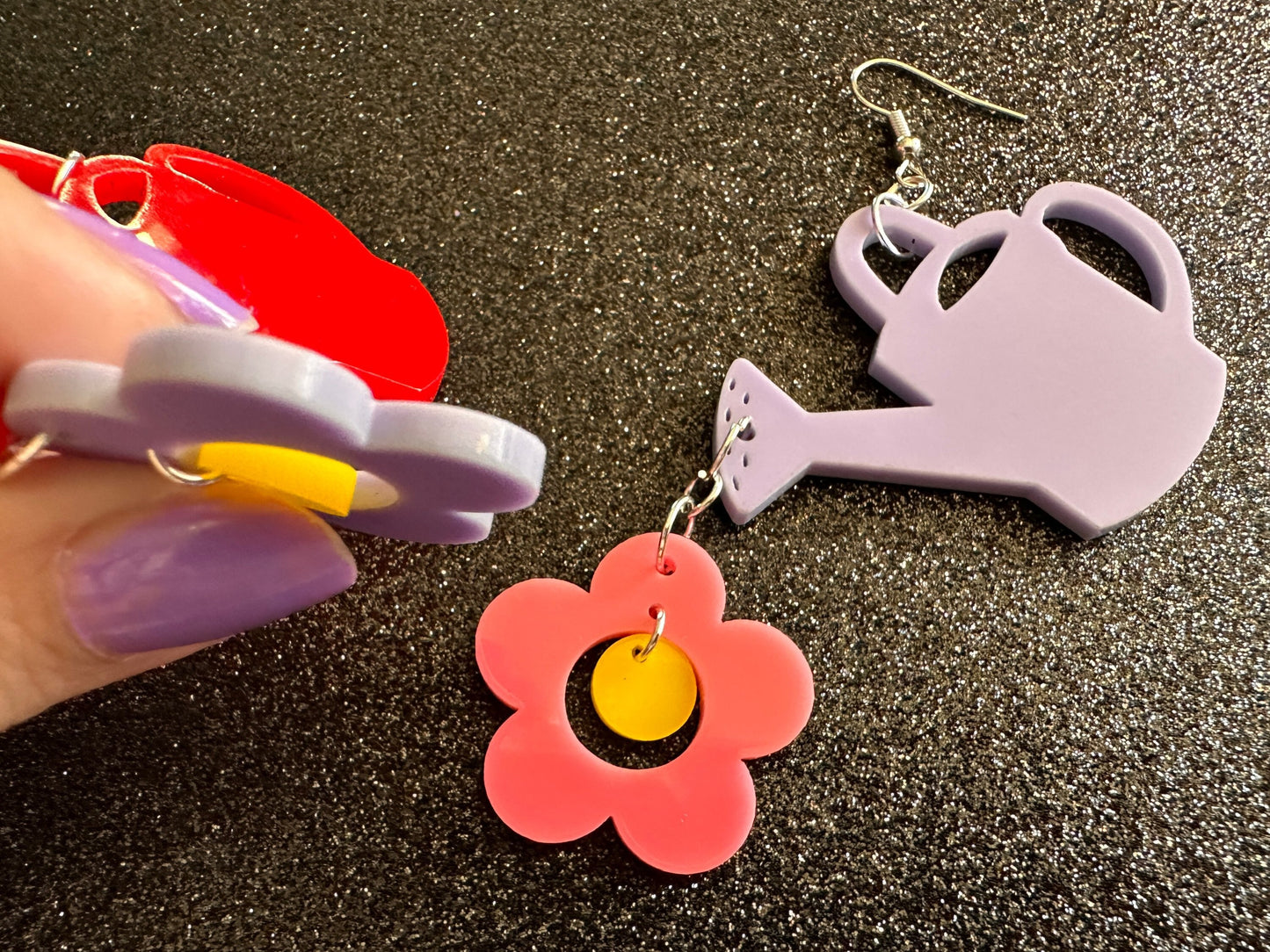 Watering Can Earrings: Laser Cut Acrylic Flowers, Garden, Floral, Plants, Best Gifts for Her/Him/Them