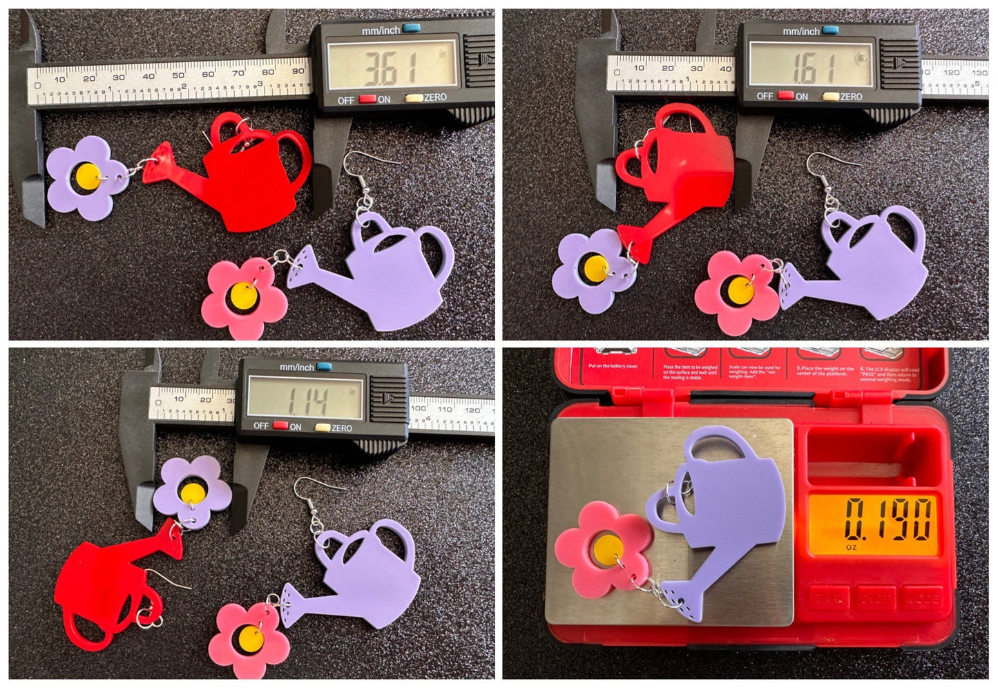 Watering Can Earrings: Laser Cut Acrylic Flowers, Garden, Floral, Plants, Best Gifts for Her/Him/Them