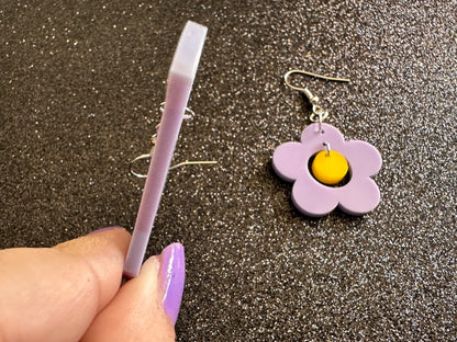 Watering Can Earrings: Laser Cut Acrylic Flowers, Purple Flower, Botany, Garden, Floral, Plants, Best Gifts for Her/Him/Them
