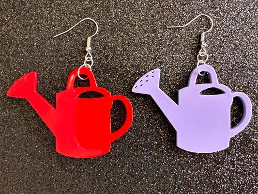 Watering Can Earrings: Laser Cut Acrylic Flowers, Rain Drop, Garden, Floral, Plants, Best Gifts for Her/Him/Them